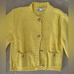 SOLD - Zara Yellow Sweater with Button Details